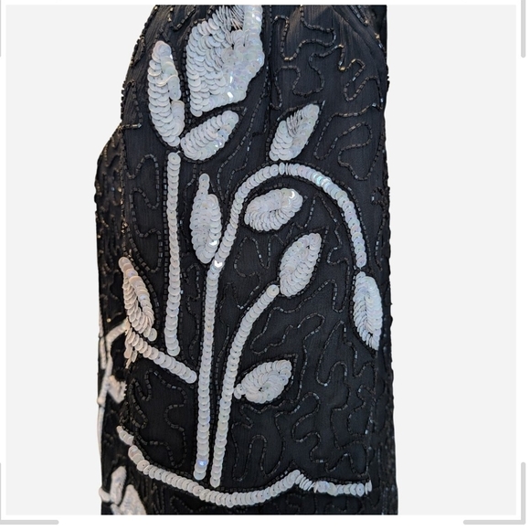 Pre-owned   Vintage Stenay Black and Silver Embroidered Blouse.100%Silk - Picture 6 of 9